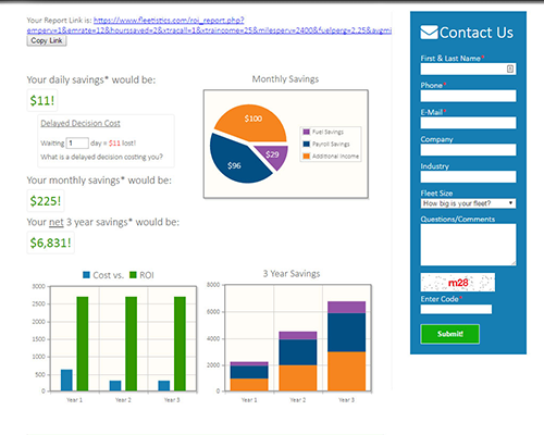 Fleetistics ROI Calculator Results